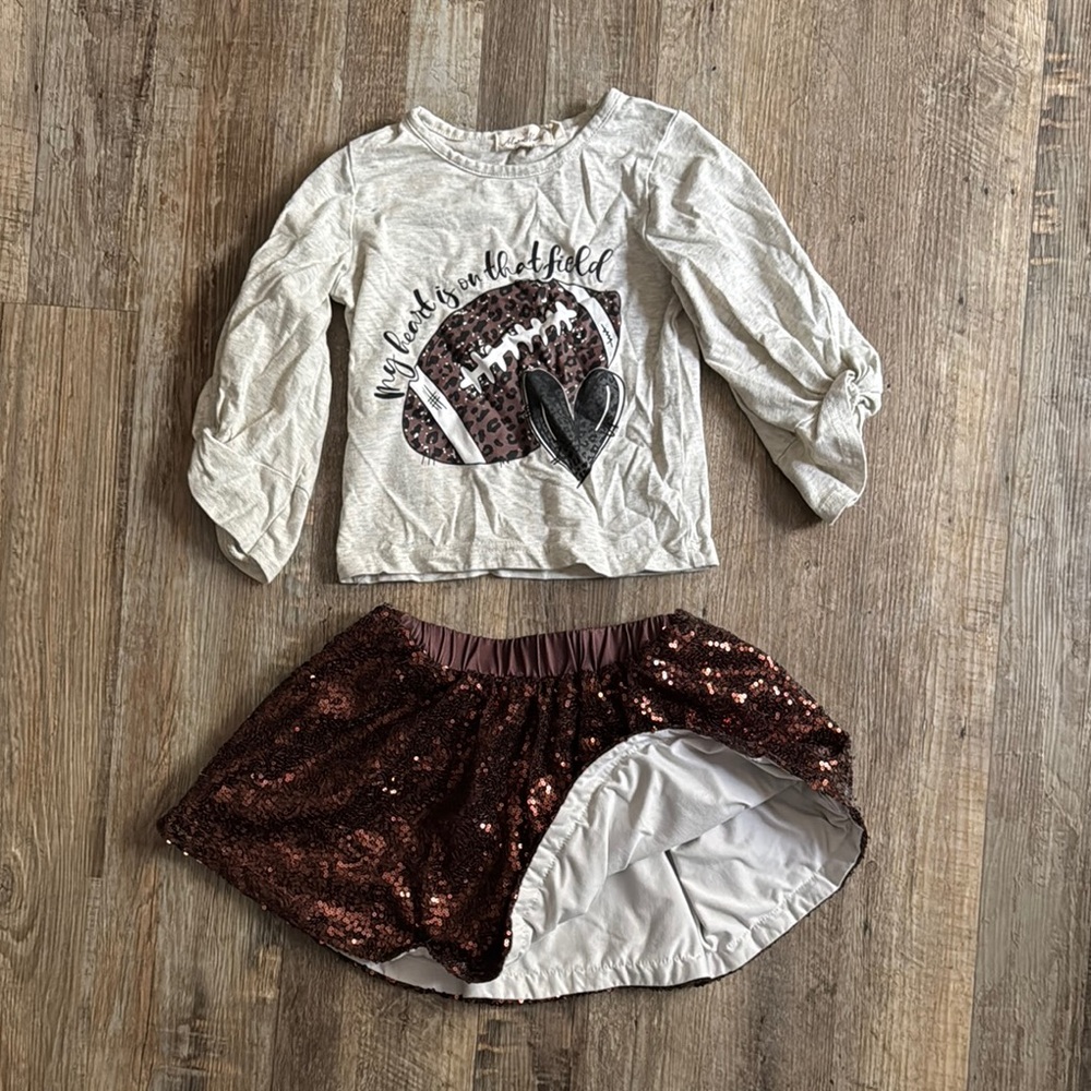 Sequin Skirt and Graphic Top Set for Kids